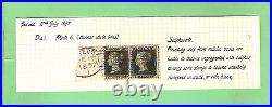 #d126. 1857 Great Britain Joined Pair 2 Pence Stamps On Piece Variety